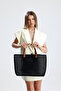 Women's Black Lace Patterned Large Size Beach and Shopping Shopper Tote Shoulder Bag - 5