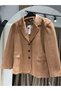 Women's Stylish Tan Suede Blazer Jacket - 6