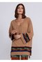 Cashmere Wool Blended V-Neck Camel Knitwear Tunic