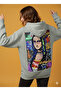 Lenithra Mona Lisa Back Printed Unisex Oversize Gray Hoodie - 3