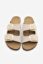 Women's Genuine Leather Daily Slippers Double Strap Slippers Eva Sole Poly Beige - 7