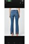 Women's Denim Pants with Front Seam and Slit Detail - 2