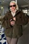 Khaki Pocketed Women's Plush Coat Mg2530 - 5