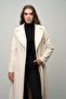 Snap Fastening Waist Tied Exclusive Coat Ecru 3057 - 4