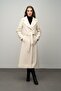 Snap Fastening Waist Tied Exclusive Coat Ecru 3057 - 5