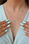 Steel Long Blue Drop Stone Chain Necklace Pendant Necklace Long Necklace