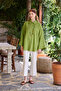 GreenKinomoMuslin Shirt with Sleeves - 2