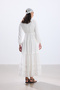 Ekru Ribbed Modal Dress - 7