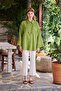 GreenKinomoMuslin Shirt with Sleeves - 7