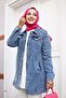 سترة نسائية مطرزة بالخرز من قماش الدنيم