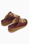 Genuine Leather Joelle Burgundy Green Powder Orange Comfort Laser Cut Women's Slippers - 5