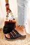 Genuine Leather Katrina Black Comfort Laser Cut Women's Slippers - 5