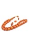 Hakkı Usta Signed Capsule Cut Silvery Orange Crimped Amber Prayer Beads - 2