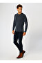 Crew Neck Long Sleeve Faded Effect Blue Men's Sweater - 2