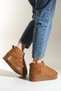 Tan Women's Furry Boots Winter Soft Comfortable Slip on Ankle Boots