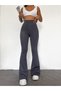 Women's Gray Submersible Fabric Recovery Lycra Inner No See-through High Waist Spanish Leg Leggings Pants - 5