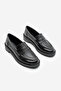 Women's Loafer Moccasin Patterned Casual Shoes Tornus Black - 6