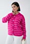 Thin Striped Fuchsia Knitwear Cardigan - 6