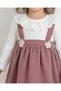 Baby Girl Vintage Peter Pan Collar, Ribbed Floral Accessory Dress l l 6-9-12-18-24-36 Months Dress - 4