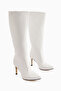 Lucine White Pointed Toe Thin Heeled Pull Women's Boots - 2