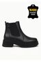 Women's Genuine Real Leather Elastic Short Black Boots