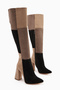 Kamiyah Black Beige Women's Knee High Boots - 2