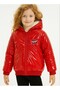 Girl's Fiber Hooded Red Coat - 3