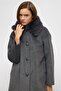 Detachable Fur Low Sleeve Plus Size Coat Dark Gray 3089 - 5