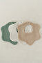 3-Pack 100% Organic Cotton 8-Layer Multi Muslin Floral Baby Drool Bib, Collar White, Green - 2