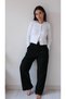 Una Fiaba White Women's Crew Neck Snap Fastener Ribbed Knitted Cardigan - 2