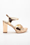 Women's Thick Heeled Copper Color Evening Dress Shoes - 3