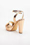 Women's High Platform Open Back Heeled Copper Color Evening Dress Shoes - 5