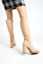 Mbzfr5013S-Vz Women's Mink Suede Thick Heeled Zippered Long Boots - 3