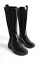 Mubiano Genuine Leather Collection Patent Leather Rider Long Stretch Boots Black - Mcsr1931 - S - 7