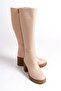 Mbibr204-N Women's Nude Platform Thick Heeled Long Boots - 4