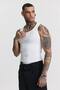 Premium Ribbed Slim Fit White Stretchy Men's Sports Tank Top - 2