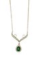 Emerald Green Zircon Stone Pendant with Steel Chain - Gold Color - (with Surprise Gift) - 4