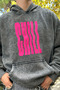 Chill Printed Oversize Unisex Washable Black Hoodie - 5