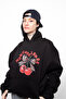 Mon Cherie Printed Oversize Black Hoodie - 5