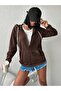 Women's Zippered Hooded Plain Cardigan - Minimalism and Quality Together - 2