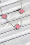 316L Steel Chain Silver Pink Color Clover Women's Necklace -
