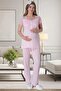 Pink Long Dressing Gown Nightgown Pajamas Maternity Set - 5
