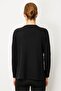 Women's Crew Neck Embroidered Edge Wool Blouse Black - 3