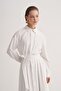 Women's Poplin Pleated Shirt Dress Ecru - 6