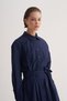 Women's Poplin Pleated Shirt Dress Navy Blue - 4