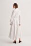 Women's Poplin Pleated Shirt Dress Ecru - 5