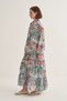 Women's Chiffon Shirred Dress Tropical Floral Pattern Blue - 4