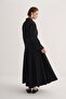 Women's Poplin Pleated Shirt Dress Black - 5