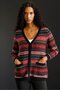 Women's V-Neck Jacquard Wool Cardigan Black - 5