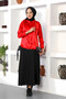Women's Red Satin Surface Hijab Shirt Hzl25W-Bd139641